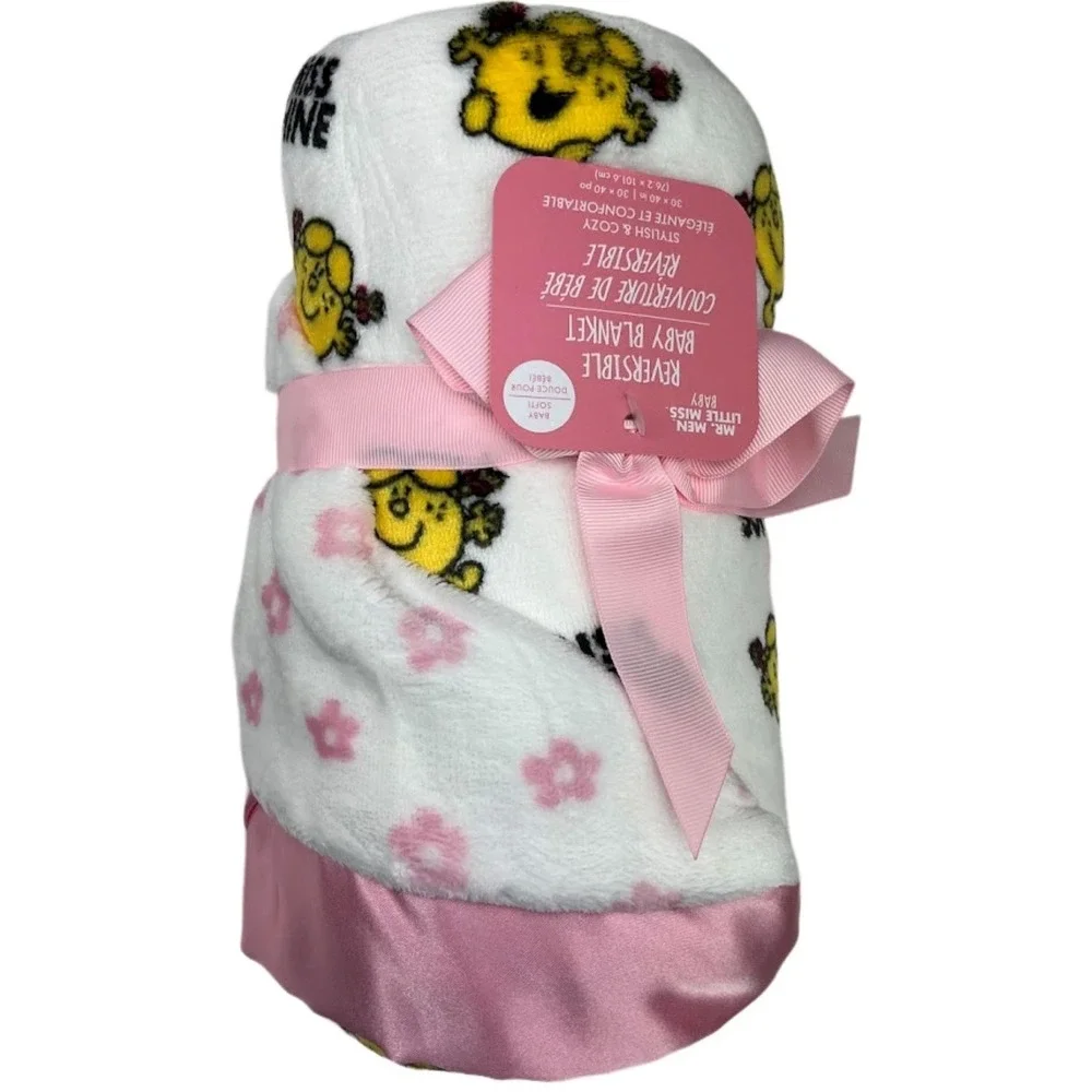 JuJuBe Little Miss Sunshine Plush Baby Girl Blanket Satin Trim Flower Pink‎ NWT